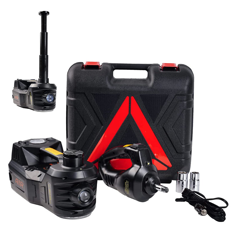Electric car jack kit 3-in-1 with impact wrench and tire inflator