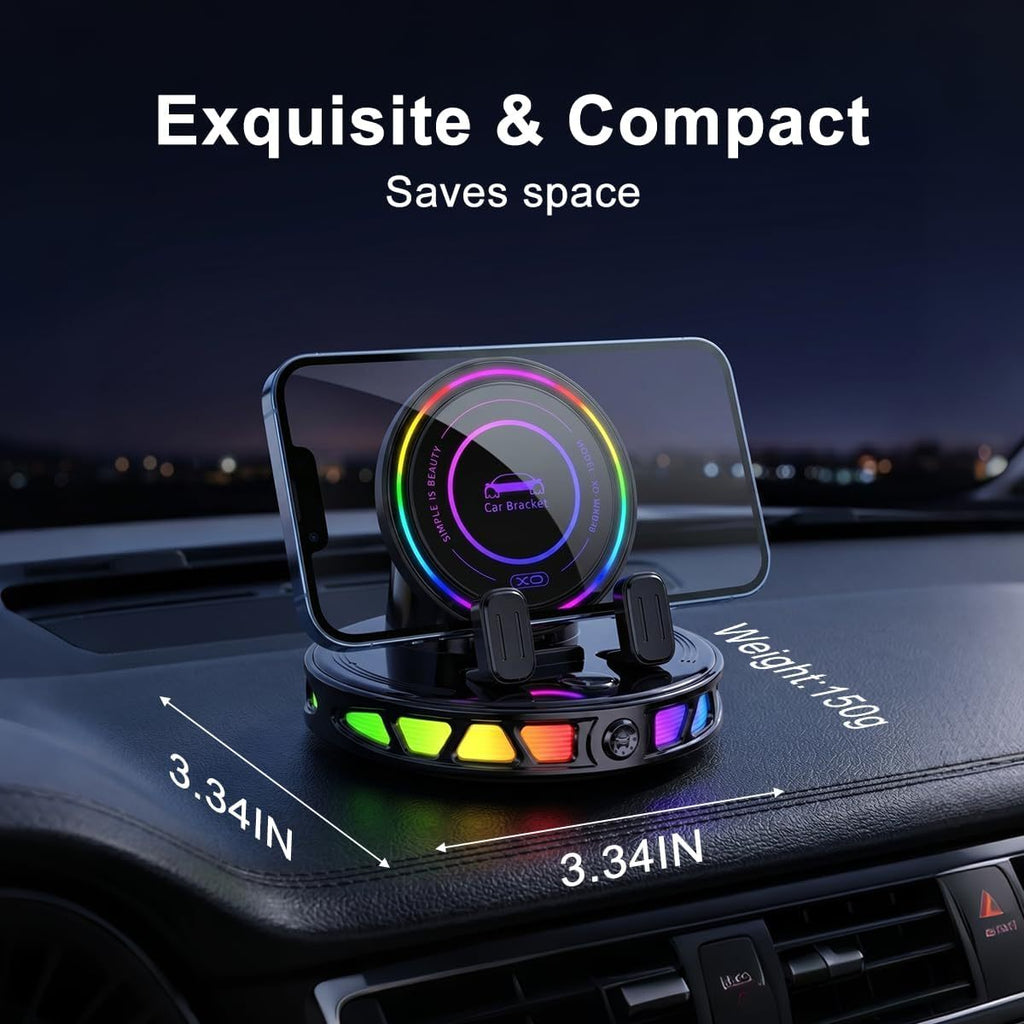Wireless Car Charger Mount – 15W Fast Charge Suction Cup Dashboard Holder with 360° Rotation