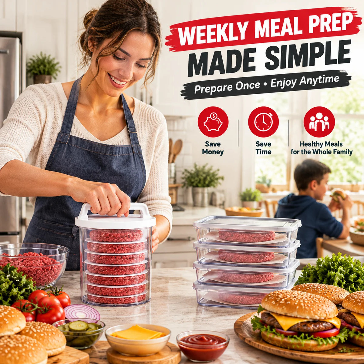 Stackable Burger Patty Maker – Press, Store & Freeze