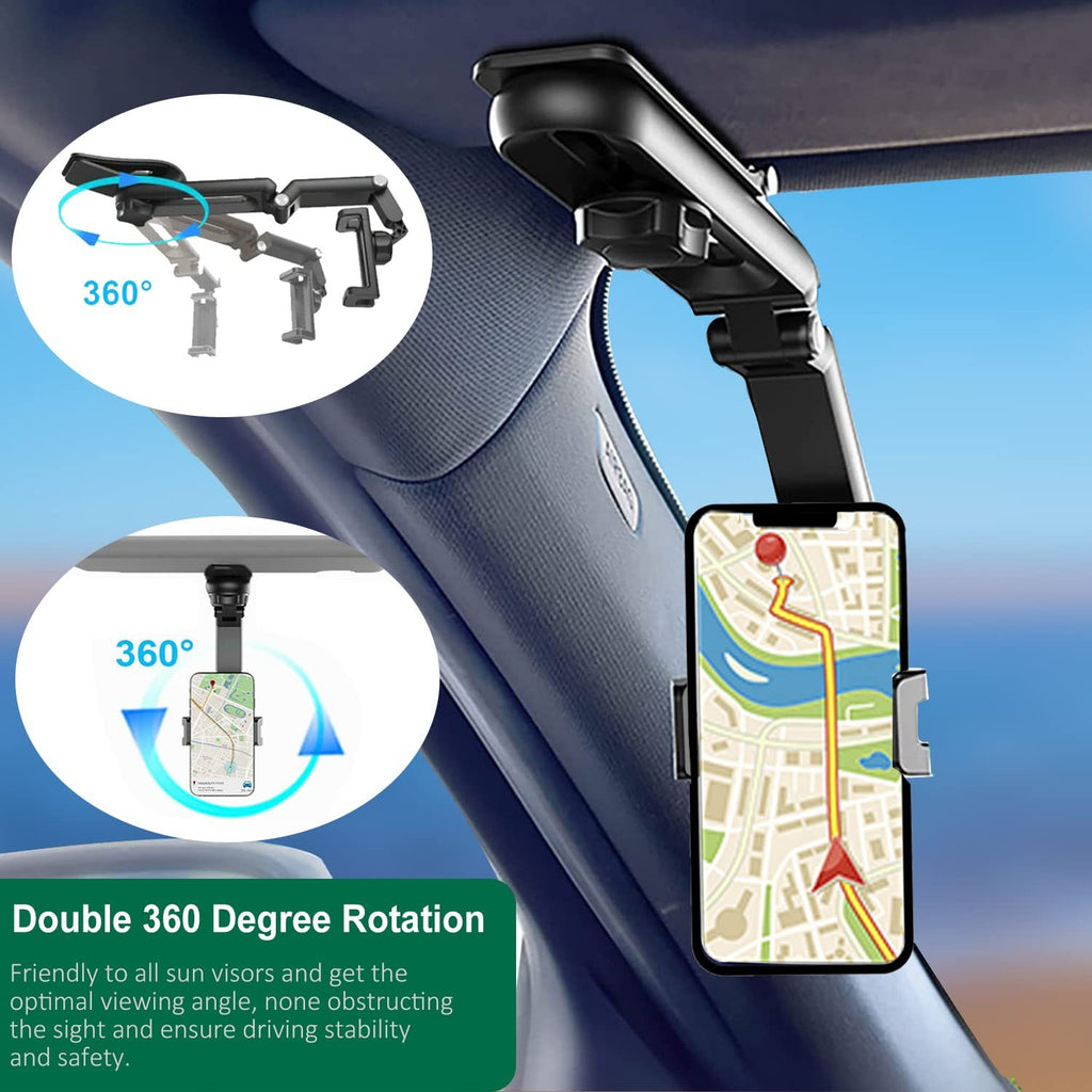 Sun visor phone holder for car