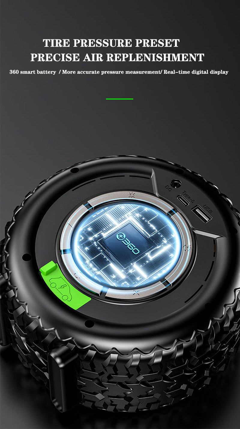 Portable Tire Inflator & Power Bank – Digital Air Pump with LED Light
