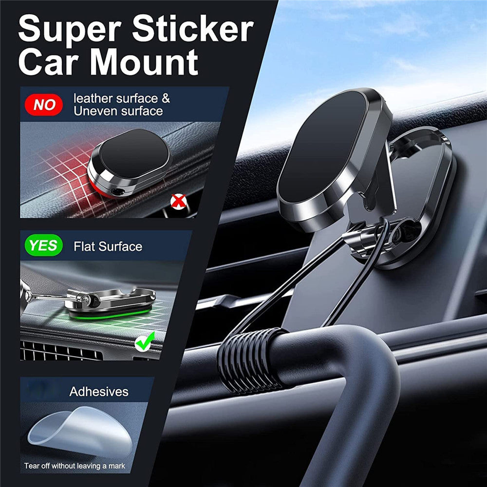 Magnetic Foldable Car Phone Holder – Aluminum Alloy Mount with 360° Rotation