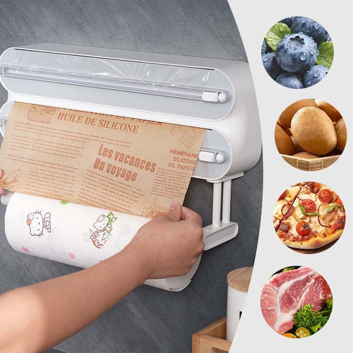 Bamboo Wrap Dispenser 3-in-1 – Wall Mount Foil, Film & Paper Towel Holder