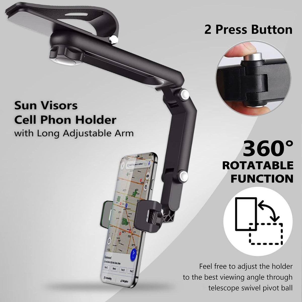 Sun visor phone holder for car