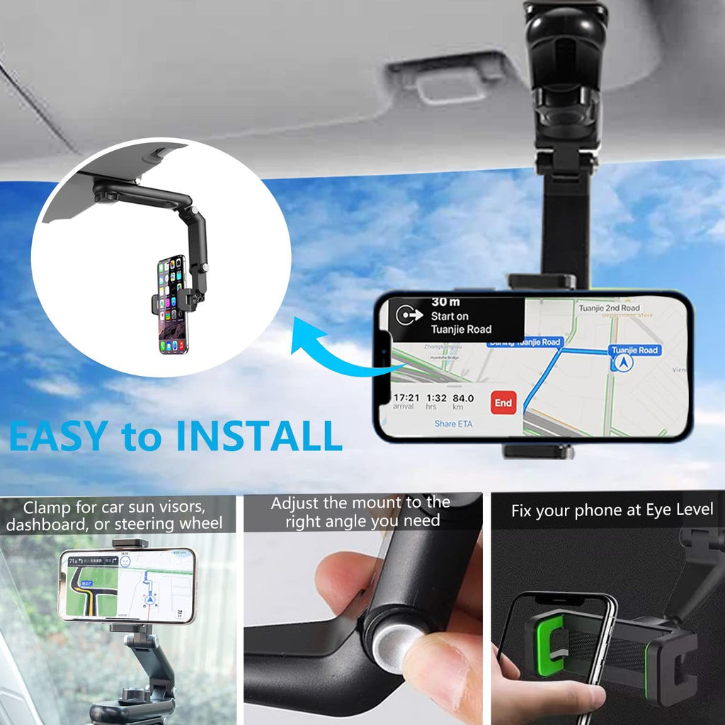 Sun visor phone holder for car