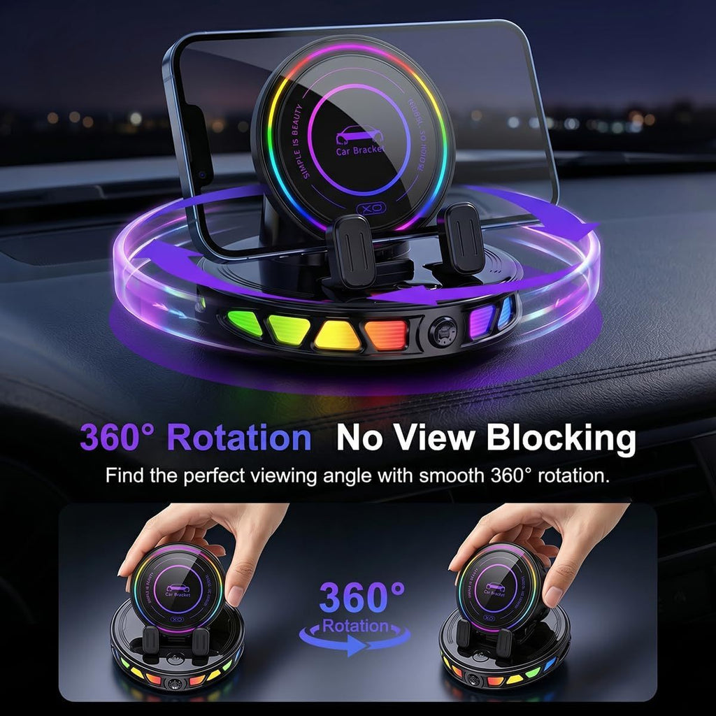 Wireless Car Charger Mount – 15W Fast Charge Suction Cup Dashboard Holder with 360° Rotation