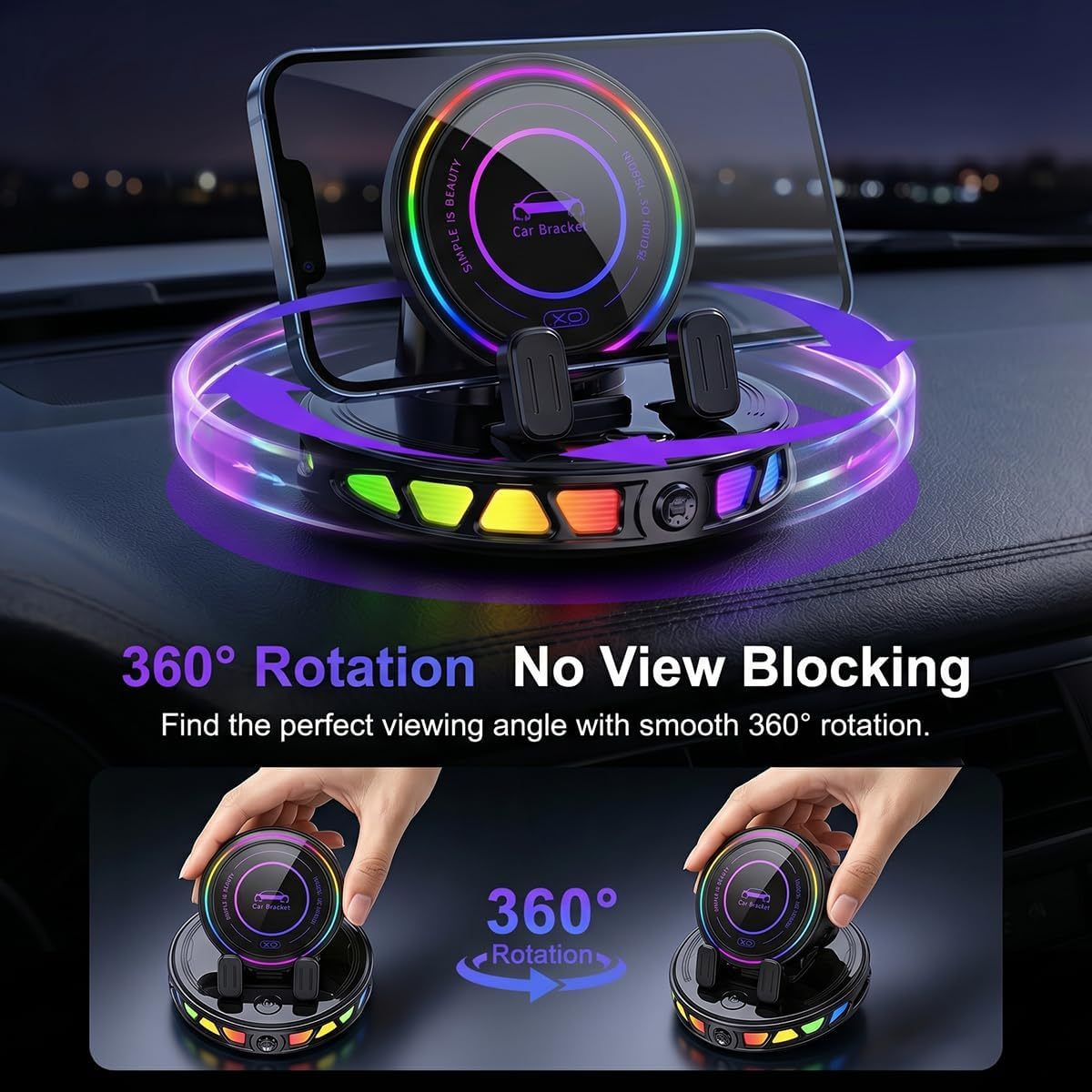 Wireless Car Charger Mount – 15W Fast Charge Suction Cup Dashboard Holder with 360° Rotation