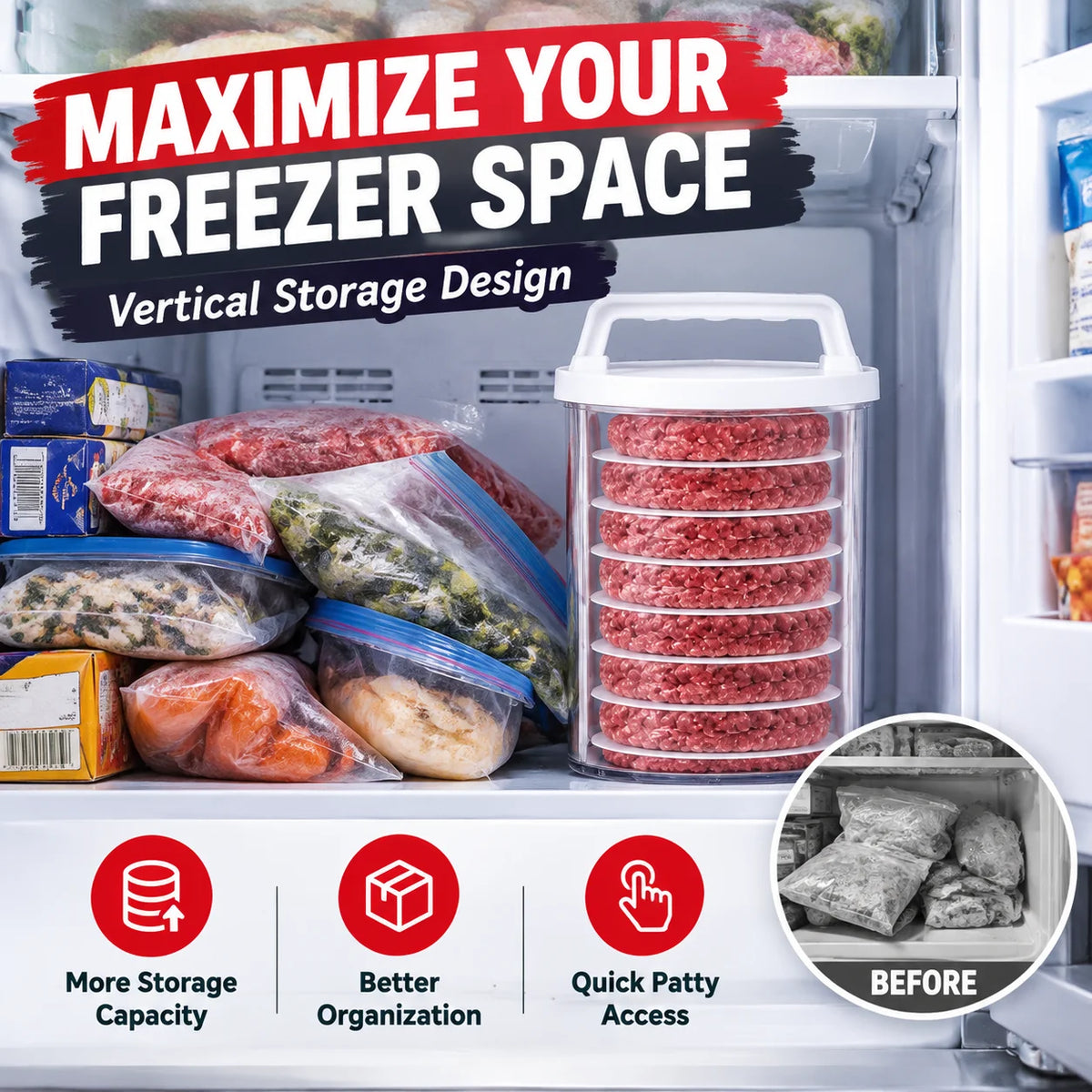 Stackable Burger Patty Maker – Press, Store & Freeze