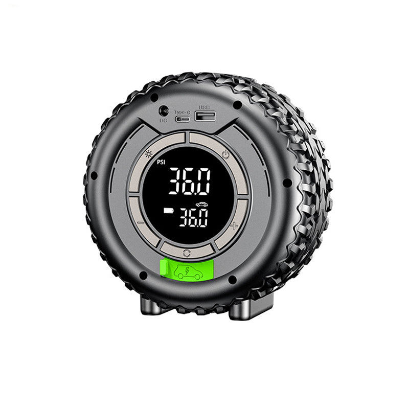 Portable Tire Inflator & Power Bank – Digital Air Pump with LED Light