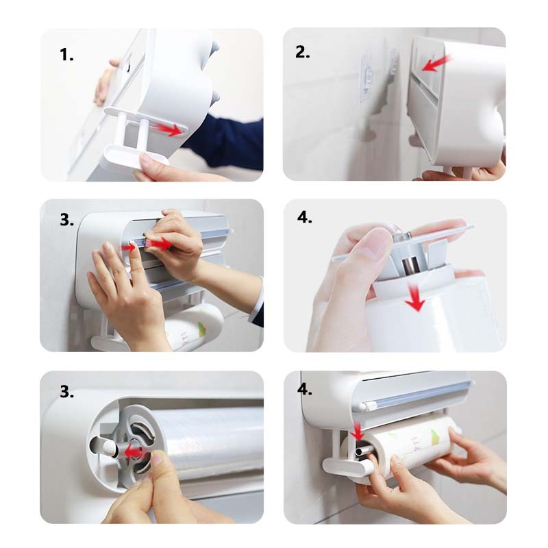 Bamboo Wrap Dispenser 3-in-1 – Wall Mount Foil, Film & Paper Towel Holder