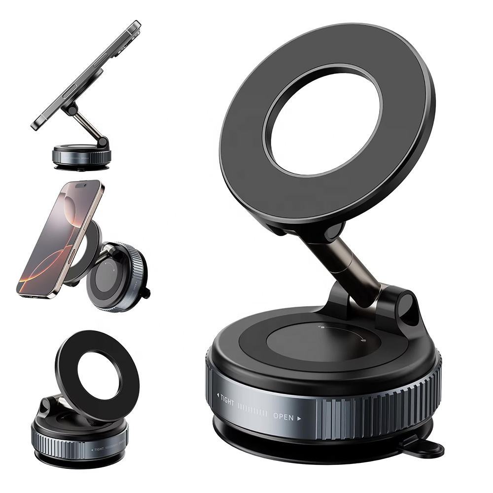Vacuum Magnetic Phone Holder – 360° Foldable Suction Cup Mount for Car, Desk & Windshield
