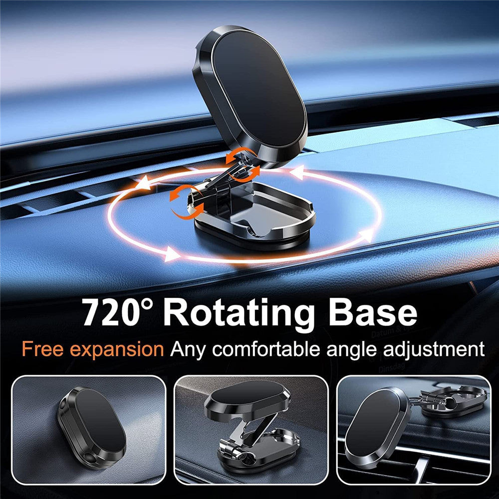 Magnetic Foldable Car Phone Holder – Aluminum Alloy Mount with 360° Rotation