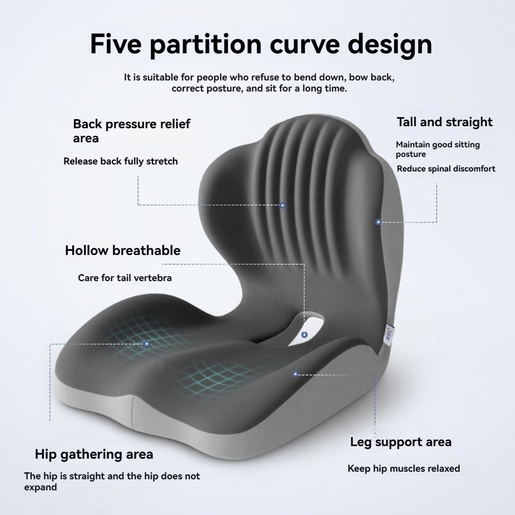 Posture Seat Cushion with Lumbar Support – Memory Foam for Office & Car