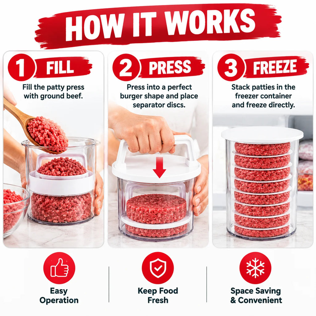 Stackable Burger Patty Maker – Press, Store & Freeze