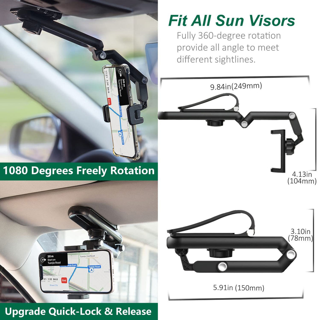 Sun visor phone holder for car
