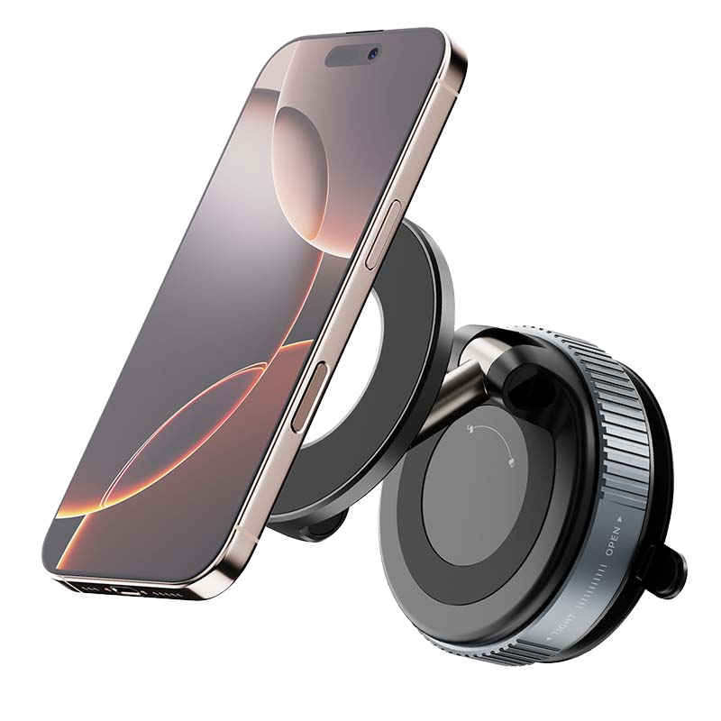 Vacuum Magnetic Phone Holder – 360° Foldable Suction Cup Mount for Car, Desk & Windshield