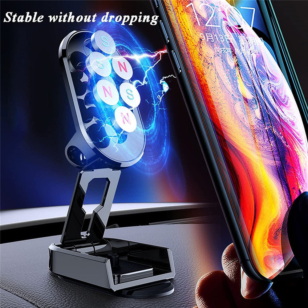 Magnetic Foldable Car Phone Holder – Aluminum Alloy Mount with 360° Rotation